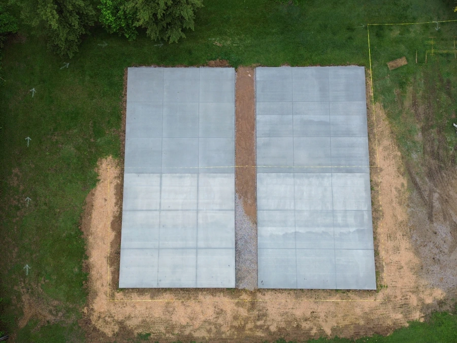 aerial view of a concrete flooring