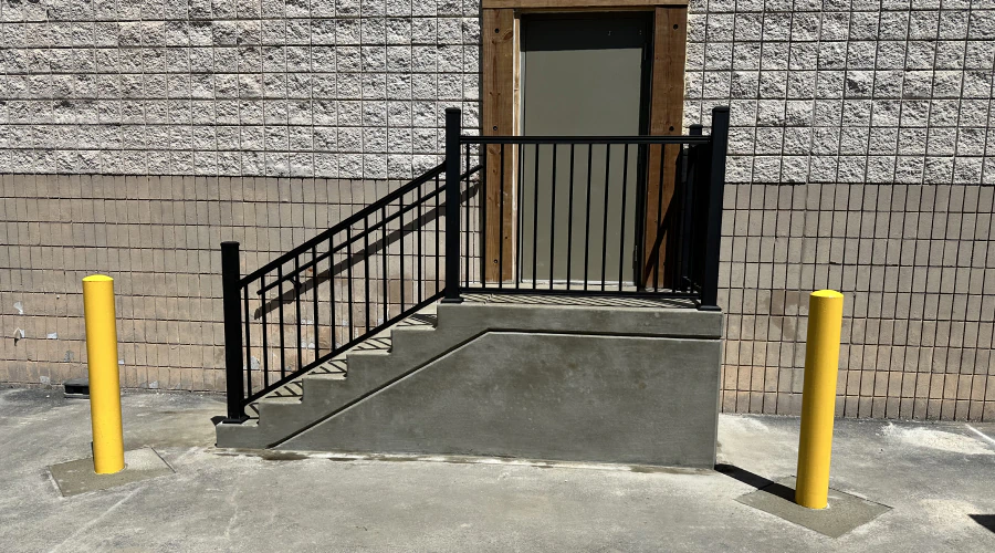concrete stairs outside a building